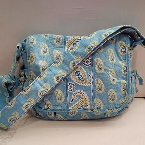 Vera Bradley Vintage Bermuda Blue Mailbag Crossbody Flap Over Purse